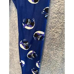 LuLaRoe OS STRETCH Blue Leggings Black Cat Moon Stars  Pants One Size